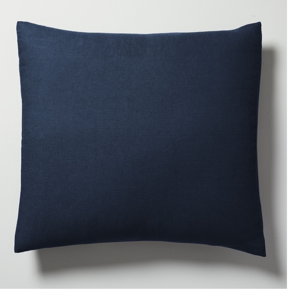 West Elm Linen Euro Pillow Sham Midnight Navy Blue - Picture 6 of 6